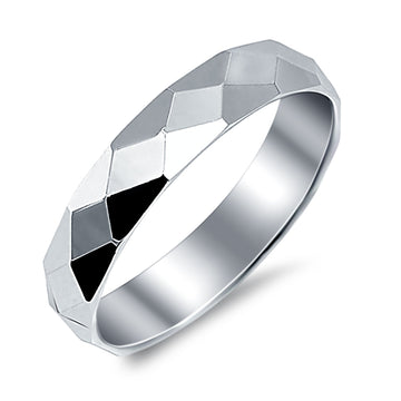 Wedding Band Hammered DC Style Ring Round 925 Sterling Silver (4mm)